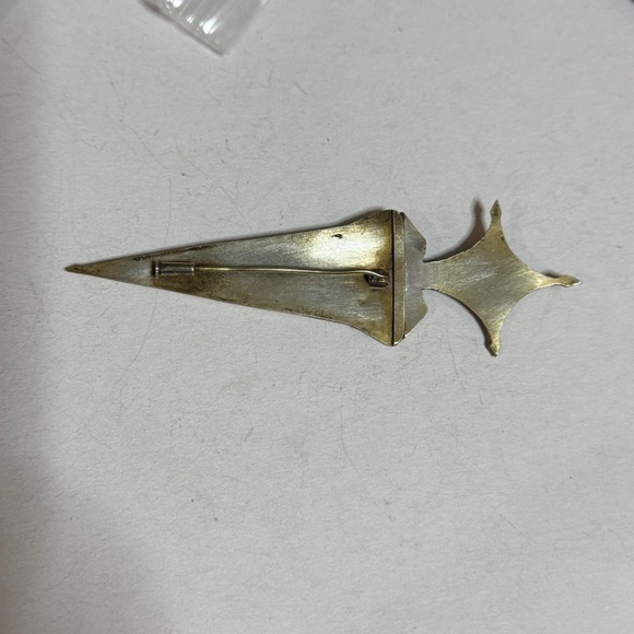 Antique men women Gold Decorative 4” Dagger pin sterling silver comes apart - Picture 7 of 11